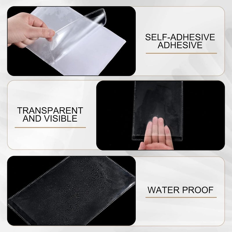 Geyee 60 Pcs 5 x 8 Inch Self Adhesive Shop Ticket Holders Clear Plastic Sleeves Adhesive Labeling Pockets Job Ticket Holders Work Order Peel Stick Display Pockets for Office Planners Document Card - Image 4